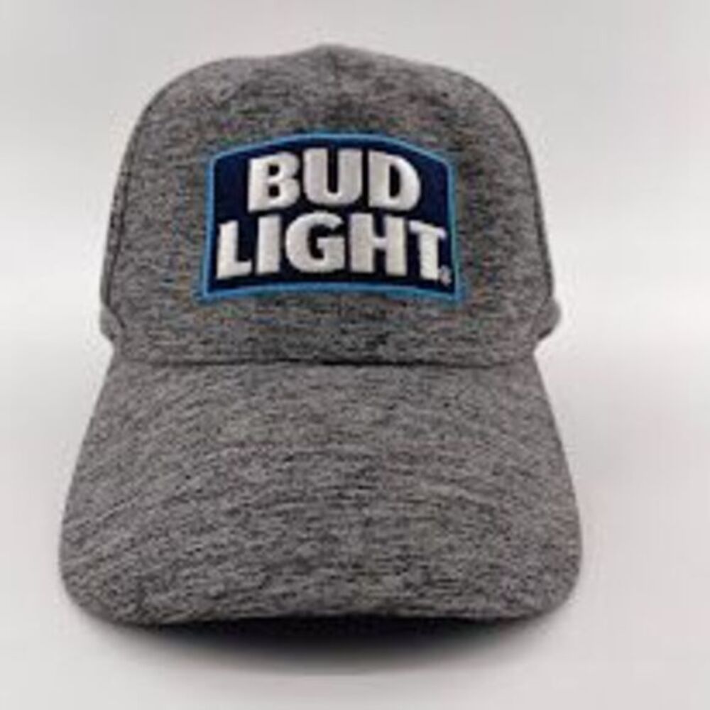 Bud Light Gray Heathered Baseball Cap H3‎ Headwear Adjustable Hat
